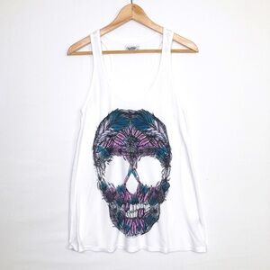 Lauren Moshi feather skull tunic tank top